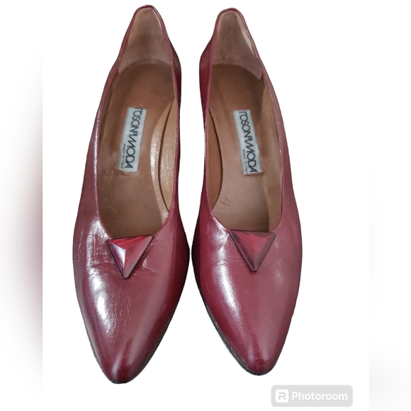 Vero Cuoio Camille Unglik Italian Designer Vintage Red/ Maroon Heels Size 10.5 - Picture 3 of 14